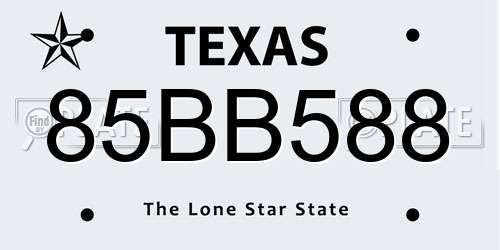 85BB588 Texas License Plate