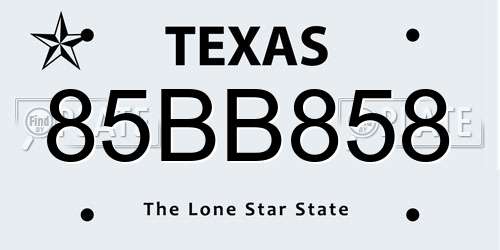 85BB858 Texas License Plate