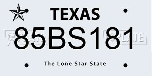 85BS181 Texas License Plate