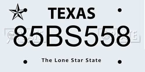 85BS558 Texas License Plate