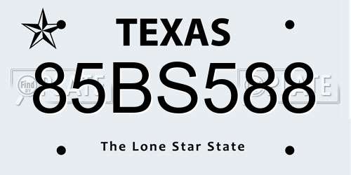85BS588 Texas License Plate