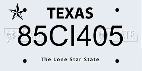 85CI405 Texas License Plate