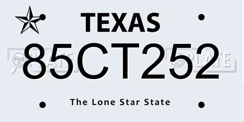 85CT252 Texas License Plate