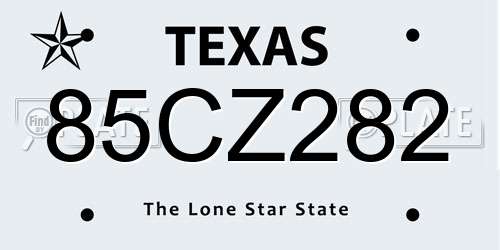 85CZ282 Texas License Plate