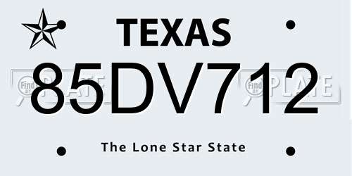 85DV712 Texas License Plate