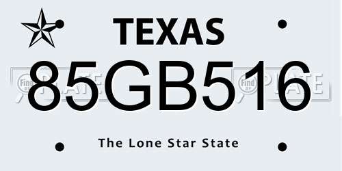 85GB516 Texas License Plate