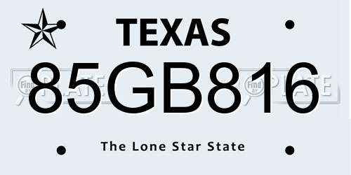 85GB816 Texas License Plate