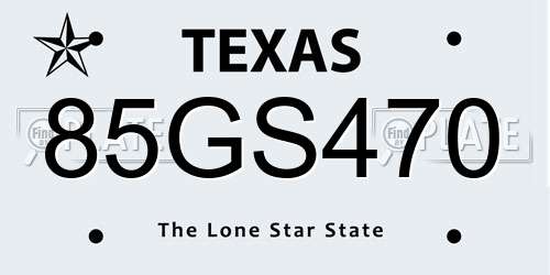 85GS470 Texas License Plate