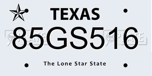 85GS516 Texas License Plate