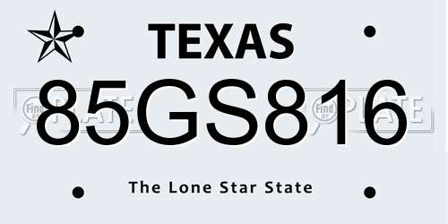 85GS816 Texas License Plate