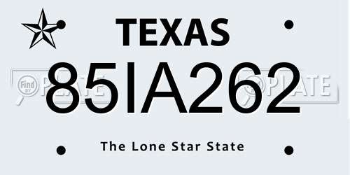 85IA262 Texas License Plate