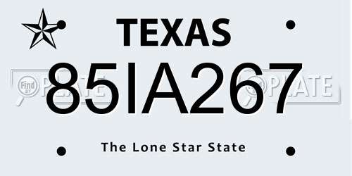 85IA267 Texas License Plate