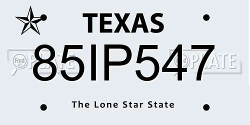 85IP547 Texas License Plate