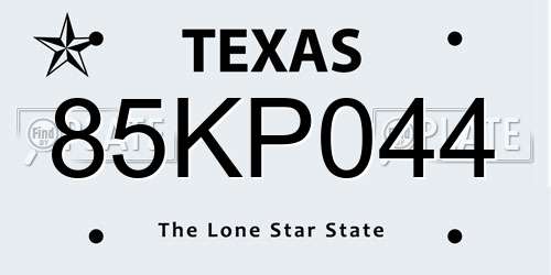 85KP044 Texas License Plate