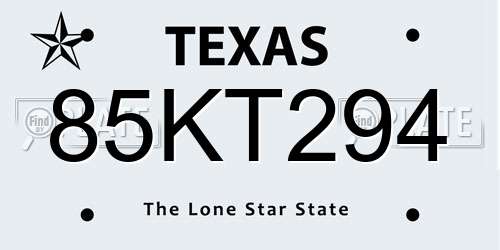 85KT294 Texas License Plate