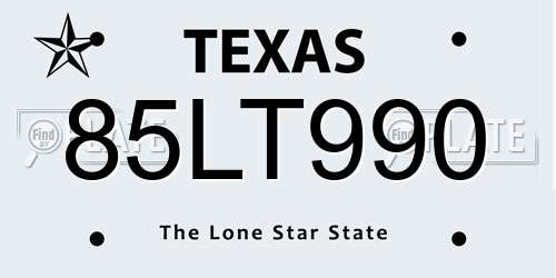 85LT990 Texas License Plate