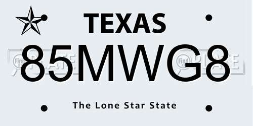 85MWG8 Texas License Plate