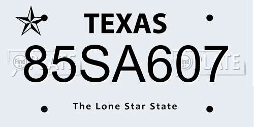 85SA607 Texas License Plate