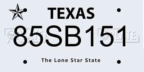 85SB151 Texas License Plate