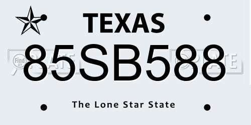 85SB588 Texas License Plate