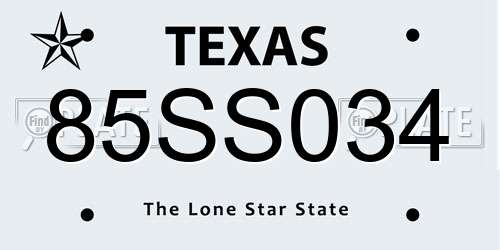 85SS034 Texas License Plate