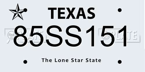 85SS151 Texas License Plate