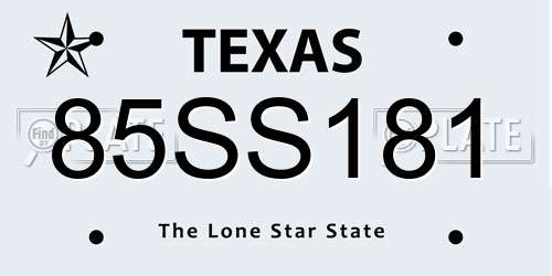 85SS181 Texas License Plate