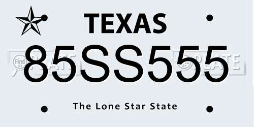 85SS555 Texas License Plate