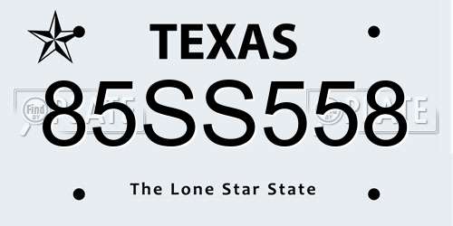 85SS558 Texas License Plate
