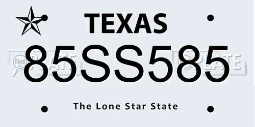 85SS585 Texas License Plate