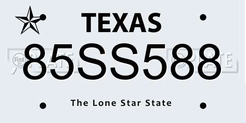 85SS588 Texas License Plate