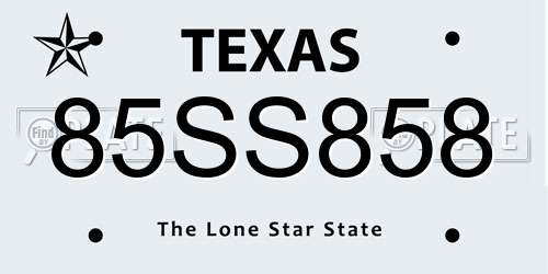 85SS858 Texas License Plate
