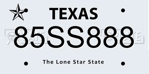 85SS888 Texas License Plate