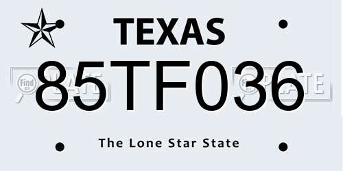 85TF036 Texas License Plate