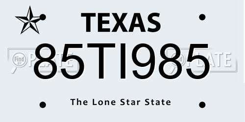 85TI985 Texas License Plate