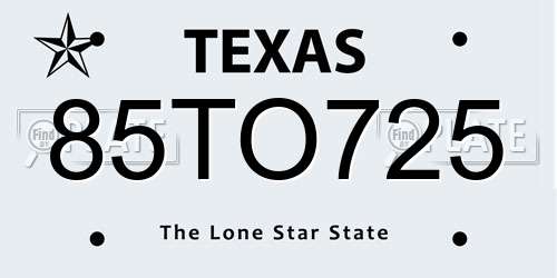 85TO725 Texas License Plate