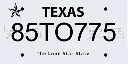 85TO775 Texas License Plate