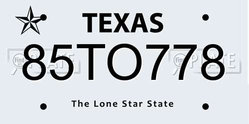 85TO778 Texas License Plate