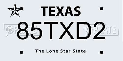 85TXD2 Texas License Plate