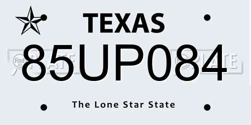 85UP084 Texas License Plate