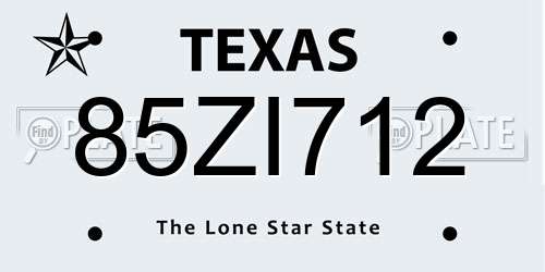 85ZI712 Texas License Plate