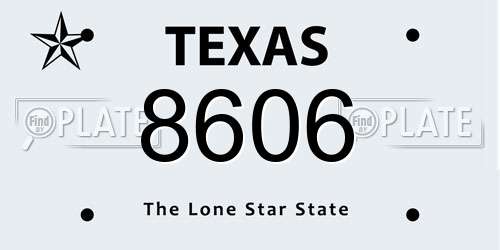 8606 Texas License Plate