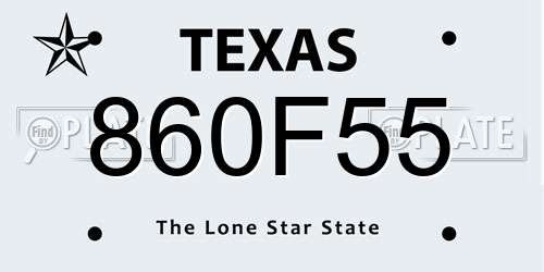 860F55 Texas License Plate