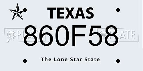860F58 Texas License Plate