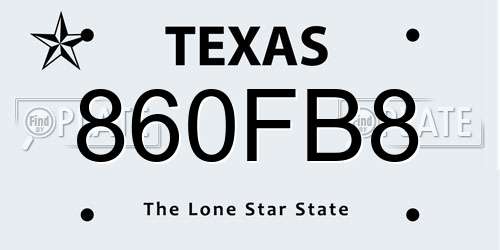 860FB8 Texas License Plate