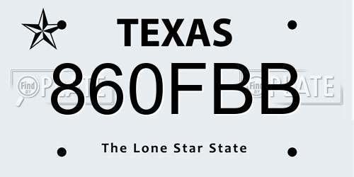 860FBB Texas License Plate