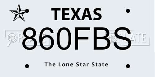 860FBS Texas License Plate