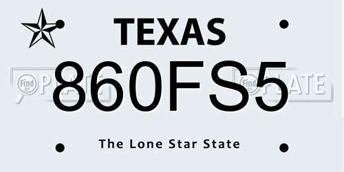 860FS5 Texas License Plate