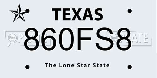 860FS8 Texas License Plate