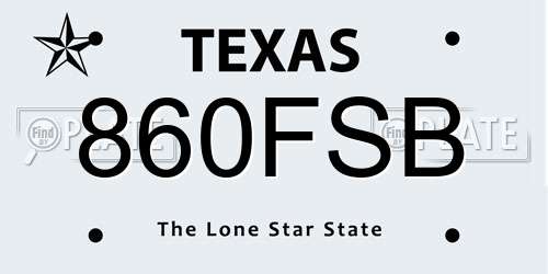 860FSB Texas License Plate